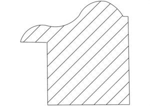 Abstract geometric shape with diagonal lines.