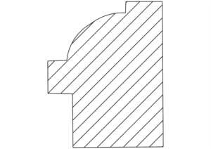 Diagonal striped abstract shape with curved top.