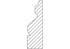 Crown molding profile with diagonal hatching.