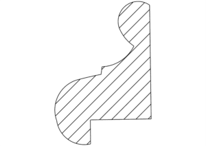Cross-section of decorative trim with diagonal hatching