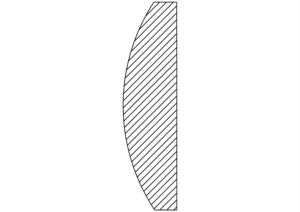Hatched lens profile with inward curve