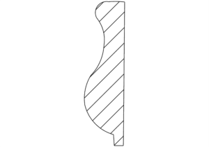 Architectural molding profile with curved design.