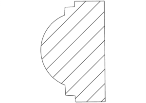 Geometric shape with diagonal lines design.