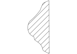 Crown molding profile with diagonal hatching.
