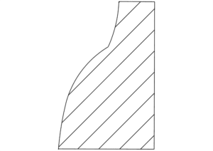 Diagonal striped pattern on abstract shape.