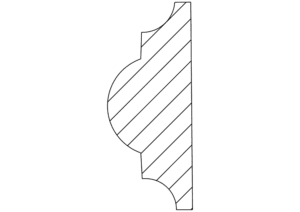 Crown molding profile with striped pattern.