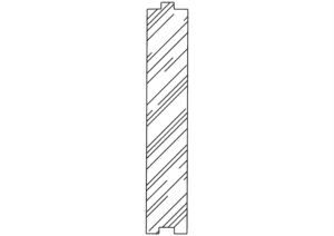 Vertical striped rectangle with notched ends.